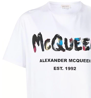 亚历山大麦昆涂鸦SS23字母印花男士圆领T恤 727285-QUZ22-0900 Details for 亚历山大麦昆涂鸦SS23字母印花男士圆领T恤 727285-QUZ22-0900