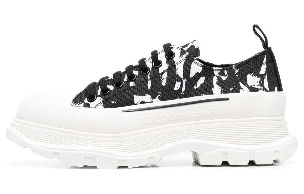 Alexander McQueen Graffiti Tread Slick Low Lace Up 'Black White' 705668W4TG59356