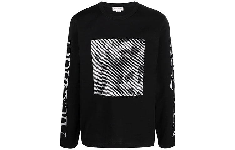 Alexander McQueen Graphic Print Crewneck Long Sleeve T-Shirt Mens 682522-QSZ67-0901