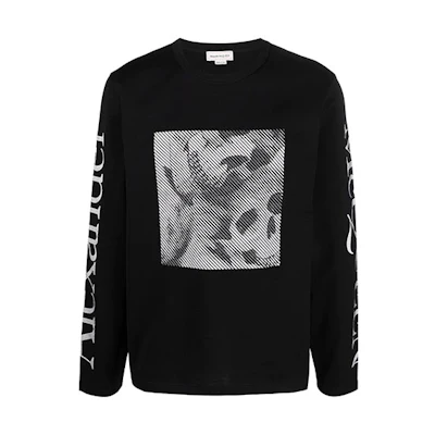 Alexander McQueen Graphic Print Crewneck Long Sleeve T-Shirt Mens 682522-QSZ67-0901