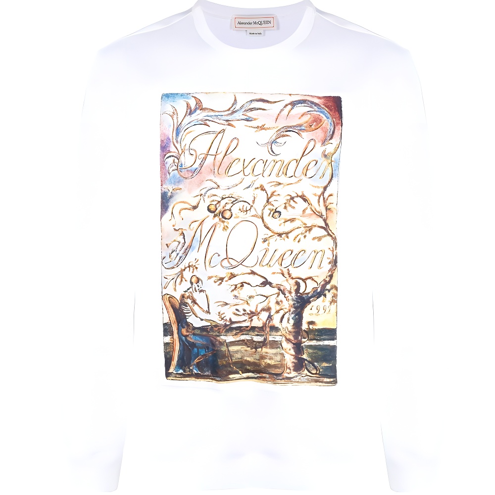 Alexander McQueen Graphic Print Crewneck Sweatshirt White () 687750-QSX56-9090