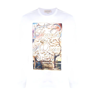 Alexander McQueen Graphic Print Crewneck Sweatshirt White () 687750-QSX56-9090