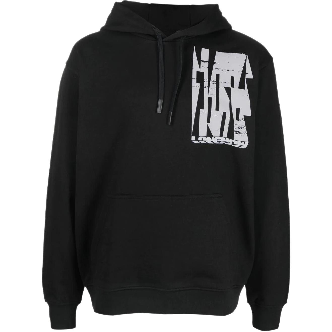 Alexander McQueen Graphic Print Drawstring Hoodie Black Mens 624727-RTT19-1000