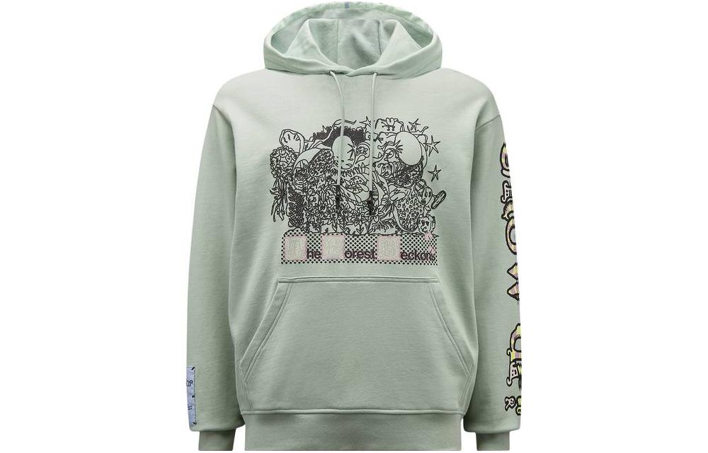 Alexander McQueen Graphic Print Drawstring Hoodie Green Mens Casual Wear 624727-RST90-3014