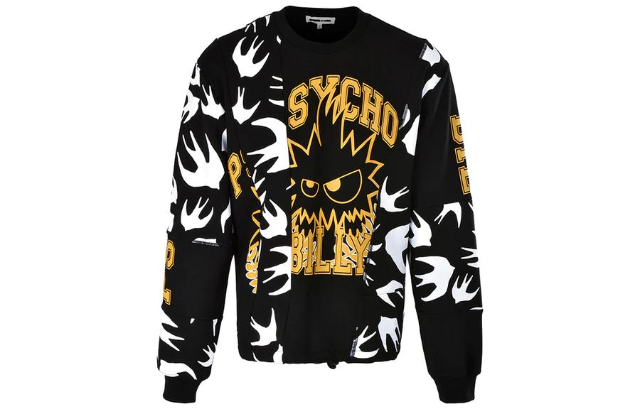 Alexander McQueen Graphic Print Oversized Crewneck Sweatshirt Black Mens 541817-MT67-1000