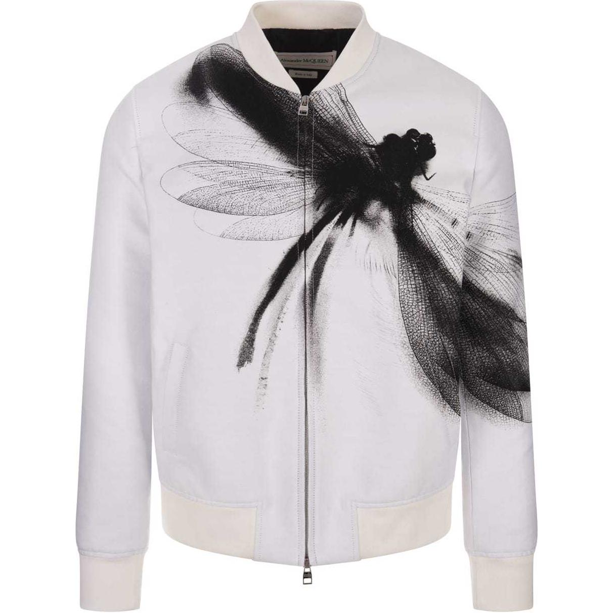 Alexander McQueen Graphic Print Zip-Up Jacket White Long Sleeve 774735-QOAAT-1090