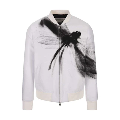 Alexander McQueen Graphic Print Zip-Up Jacket White Long Sleeve 774735-QOAAT-1090