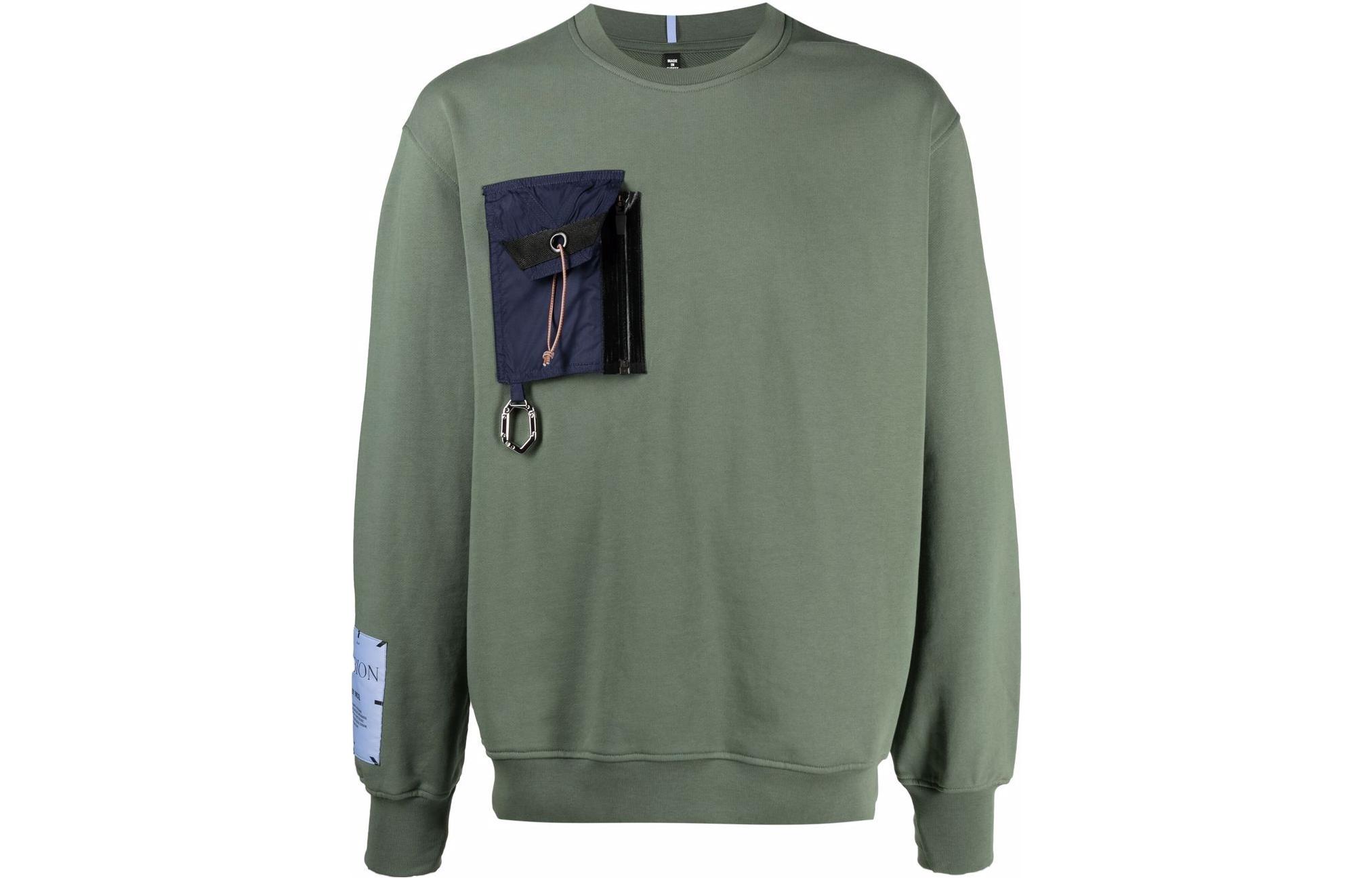 Alexander McQueen Green Crewneck Sweatshirt with Chest Pocket 639003RQT193662