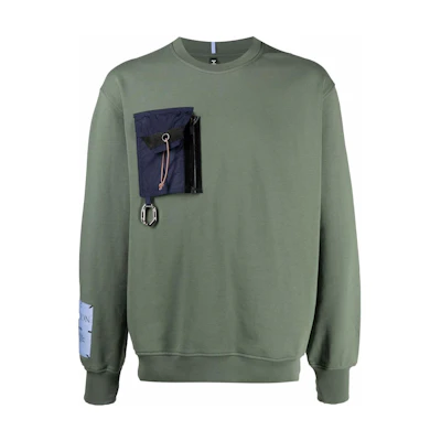 Alexander McQueen Green Crewneck Sweatshirt with Chest Pocket 639003RQT193662