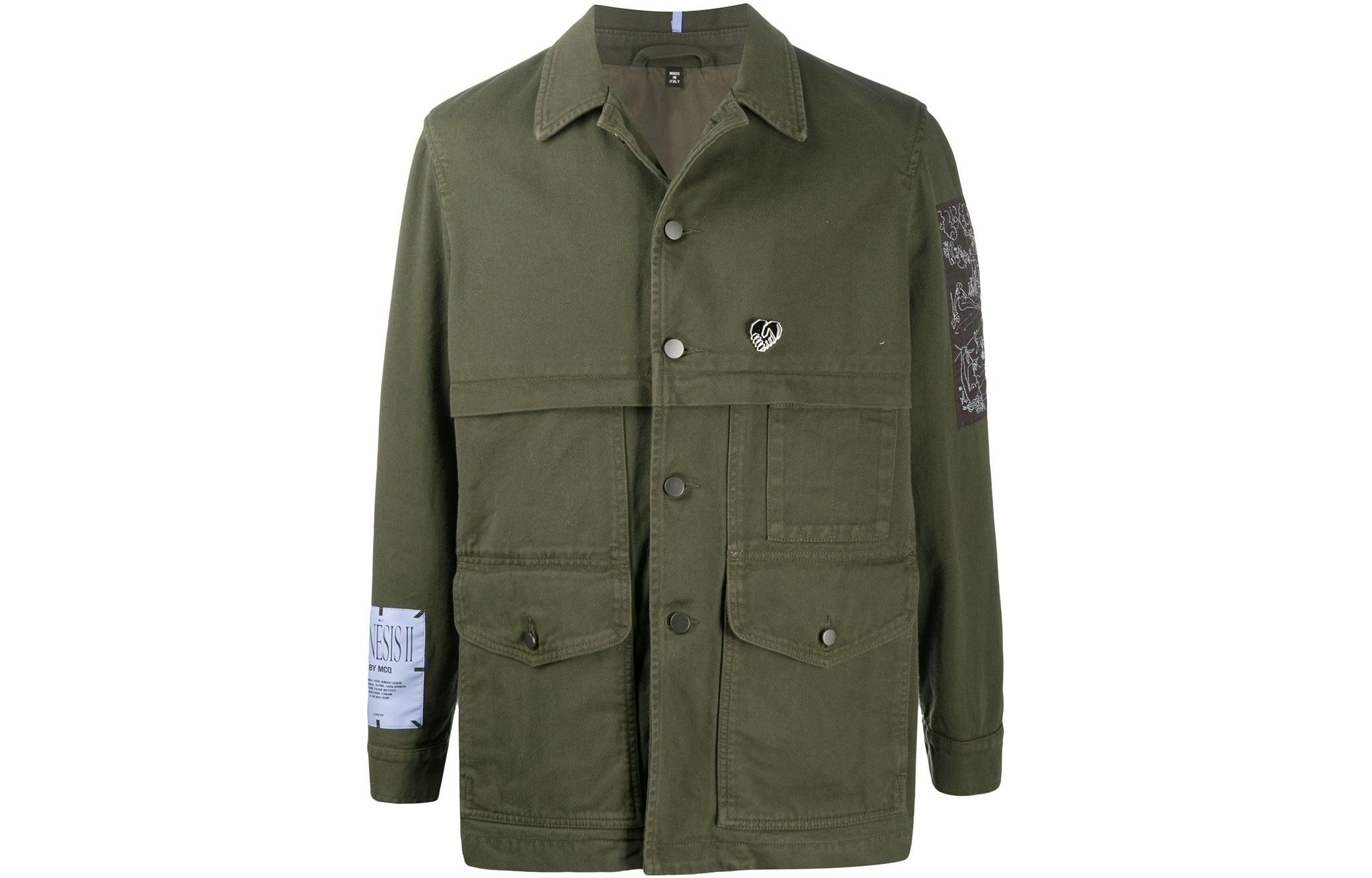 Alexander McQueen Green Solid Button-Up Shirt Jacket 623389-RPC08-3133