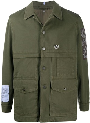 Alexander McQueen Green Solid Button-Up Shirt Jacket 623389-RPC08-3133 Buy Alexander McQueen Green Solid Button-Up Shirt Jacket 623389-RPC08-3133