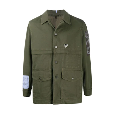 Alexander McQueen Green Solid Button-Up Shirt Jacket 623389-RPC08-3133