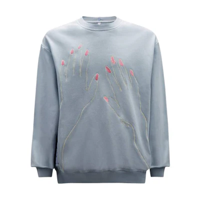 Alexander McQueen Grey Long Sleeve Sweatshirt with Front Print 624832-RST86-4138