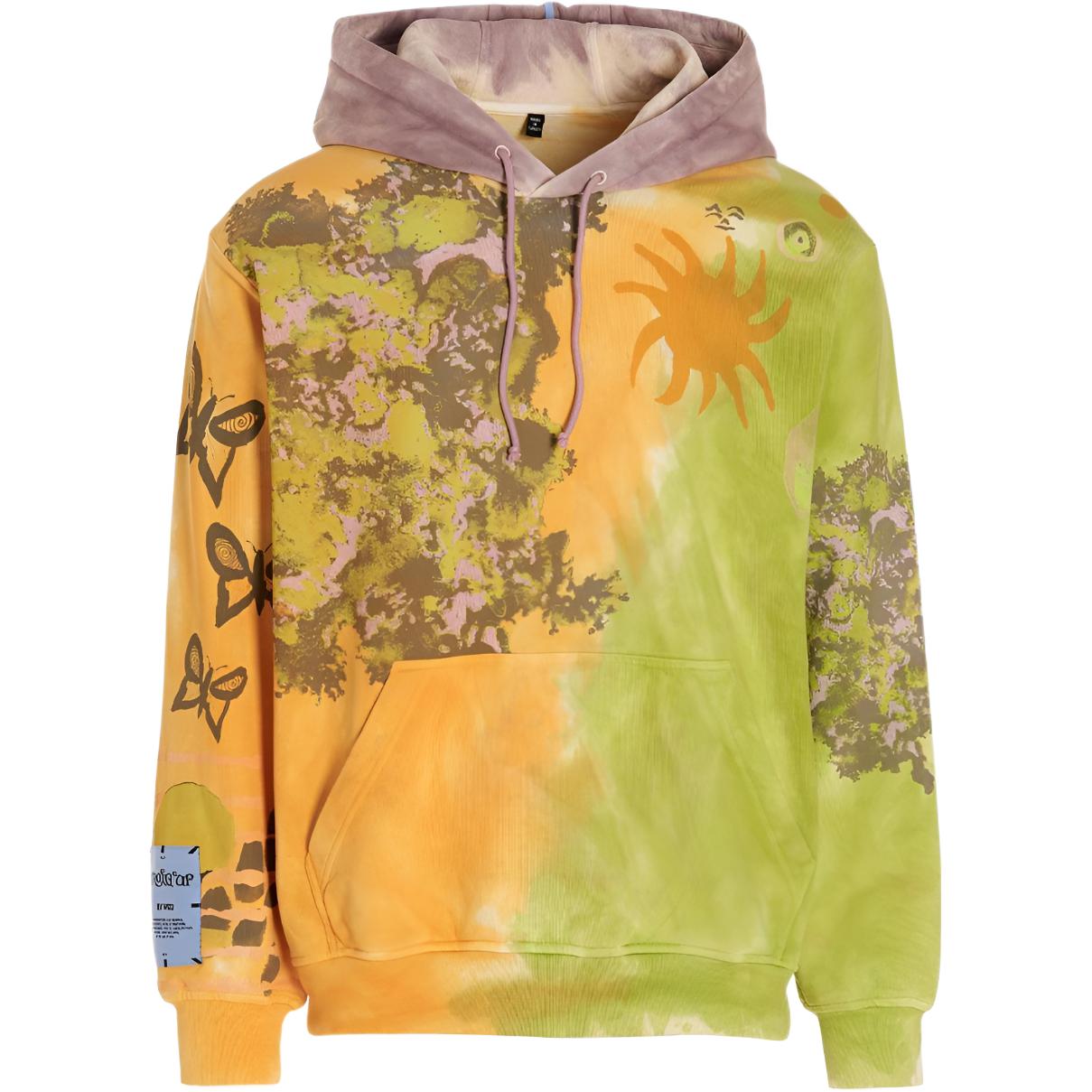 Alexander McQueen Grow Up Splatter Cotton Hoodie Green Menswear 624727-RST69-3044