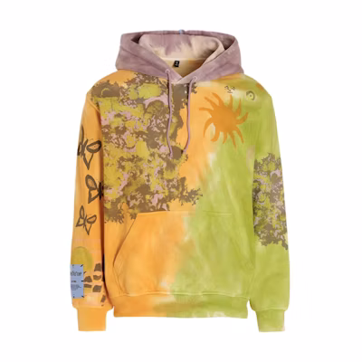 Alexander McQueen Grow Up Splatter Cotton Hoodie Green Menswear 624727-RST69-3044