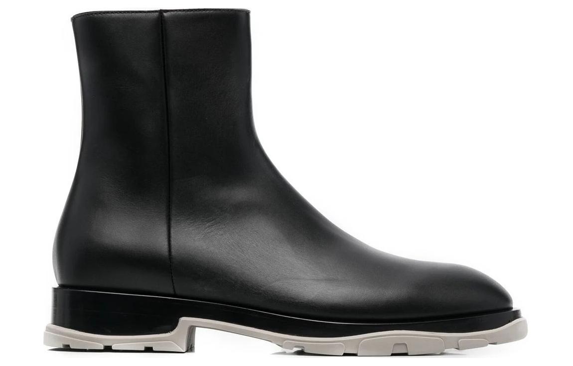 Shop Bottes Mi-Cuir Alexander McQueen ''Noir Gris'' 682816WHFLF1002