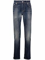 Alexander McQueen High-Waisted Washed Straight Jeans Blue 682084-QSY154-001 Alexander McQueen High-Waisted Washed Straight Jeans Blue 682084-QSY154-001