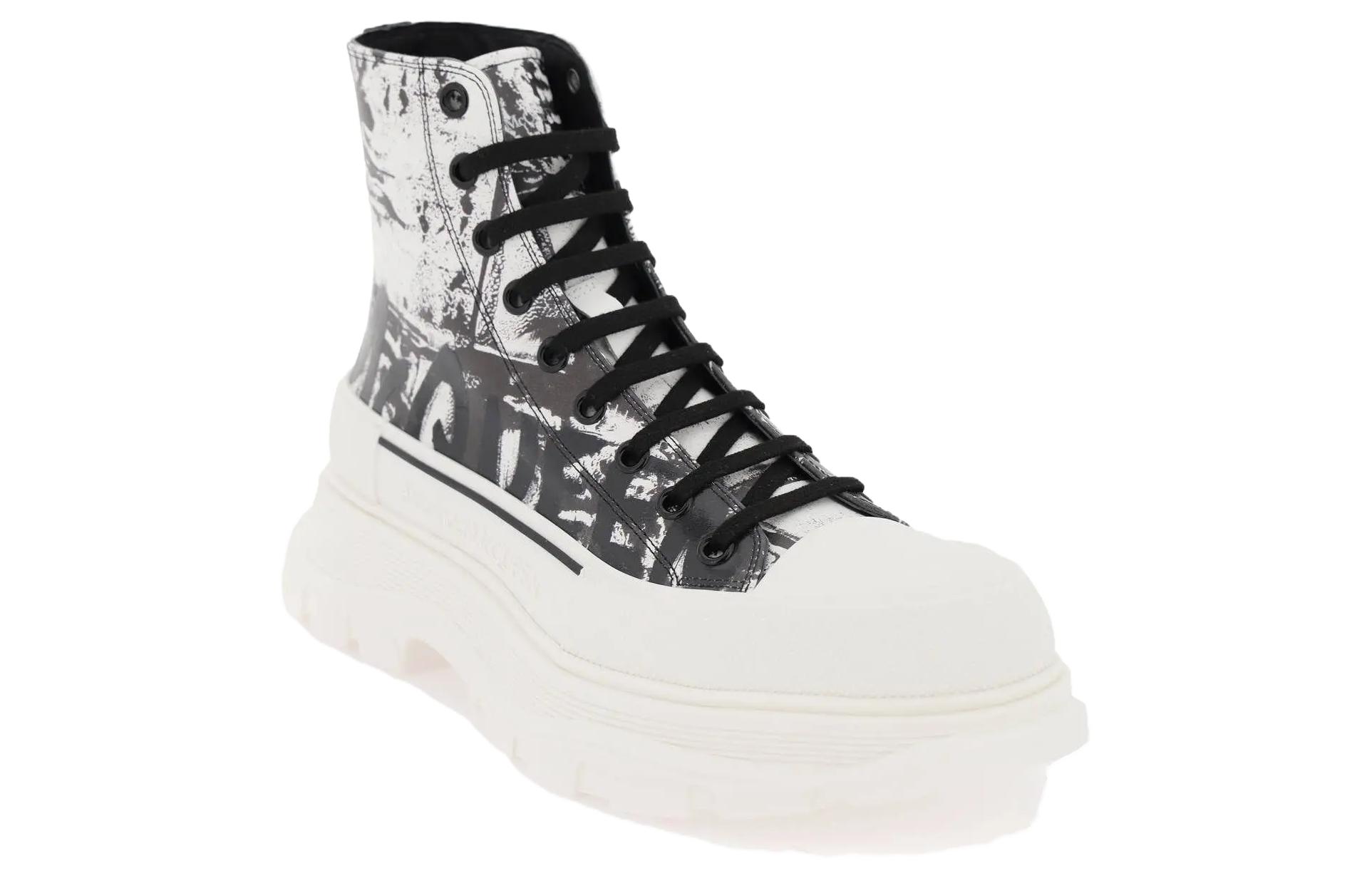 Order Alexander McQueen High Top 'Hitam dan Putih' 782457WIATT9061