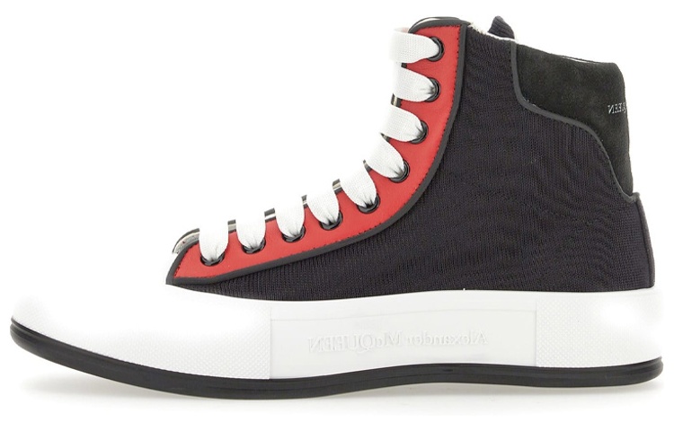 Alexander McQueen High Top Canvas Sneaker 'Black Red' 735797W4VW11037