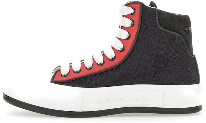 Alexander McQueen High Top Canvas Sneaker 'Black Red' 735797W4VW11037 Buy Alexander McQueen High Top Canvas Sneaker 'Black Red' 735797W4VW11037