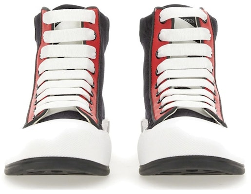 Alexander McQueen High Top Canvas Sneaker 'Black Red' 735797W4VW11037 Order Alexander McQueen High Top Canvas Sneaker 'Black Red' 735797W4VW11037