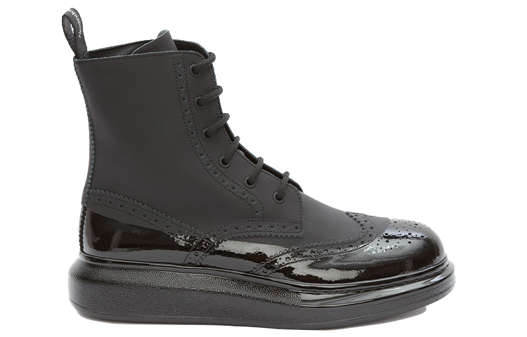 Order Alexander McQueen Bottines Noires ''Hybrid à Lacets Détails Sculptés'' 628810WHYK21000