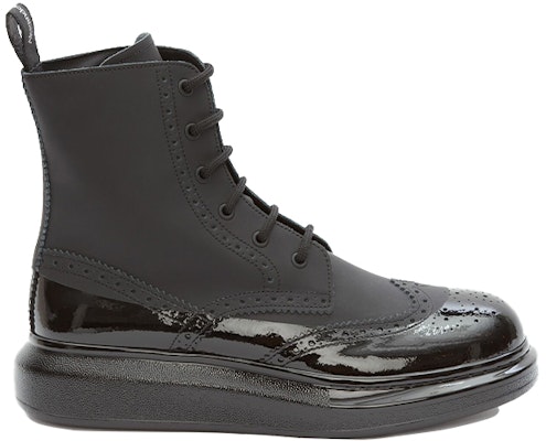 Alexander McQueen Hybrid 'Carved Details Lace-Up Ankle Boot' Black 628810WHYK21000 Order Alexander McQueen Hybrid 'Carved Details Lace-Up Ankle Boot' Black 628810WHYK21000