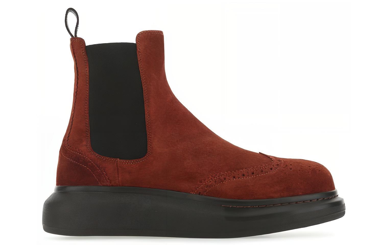 Order 亞歷山大·麥昆 混合款時尚百搭休閒切爾西靴 紅黑