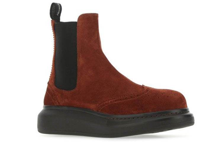 Lookbook 亞歷山大·麥昆 混合款時尚百搭休閒切爾西靴 紅黑