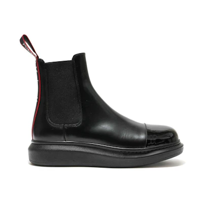 Alexander McQueen Hybrid Chelsea Boot 'Black Red Patent Toe'