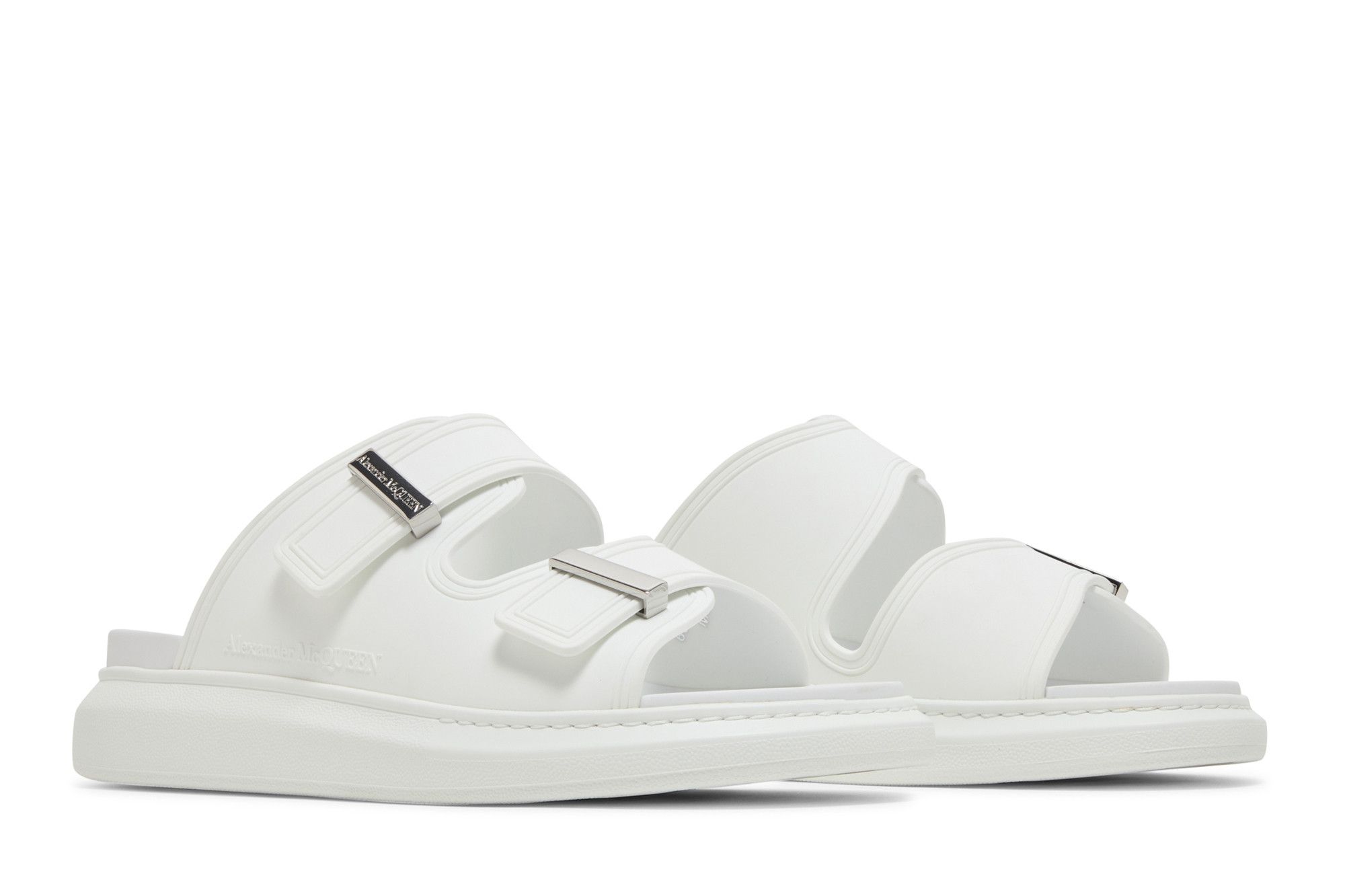 Cheap Alexander McQueen Hybrid Dubbele Gesp Sandalen ''Nieuwe Ivoor'' 663563-W4Q51-9359