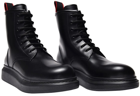 Alexander McQueen Sepatu Bot Kulit Hitam dengan Tali Campuran 665366WHX5U1324 Lookbook Alexander McQueen Sepatu Bot Kulit Hitam dengan Tali Campuran 665366WHX5U1324