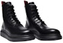 Lookbook Alexander McQueen Sepatu Bot Kulit Hitam dengan Tali Campuran 665366WHX5U1324