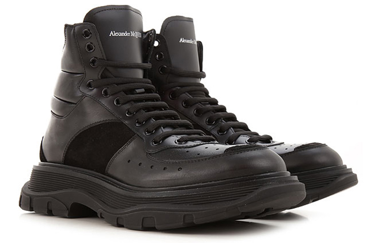 Lookbook Botas de Cuero Alexander McQueen Tobilleras 'Marrón Negro' 627221WHRH61071