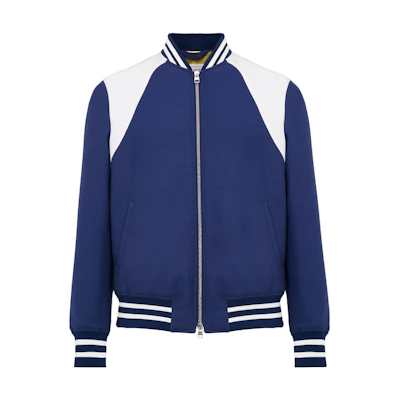 Alexander McQueen Indigo Harness Bomber Jacket - Colorblock Zip-Up Jacket 766448-QUAAE-4244