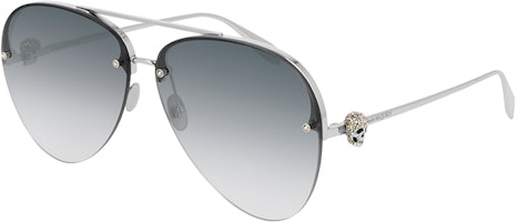 Alexander McQueen Irregular Pilot Sunglasses Unisex Fashion Style. AM0270S-001-63 Alexander McQueen Irregular Pilot Sunglasses Unisex Fashion Style. AM0270S-001-63