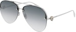 Buy Alexander McQueen Irregular Pilot Sunglasses Unisex Fashion Style. AM0270S-001-63
