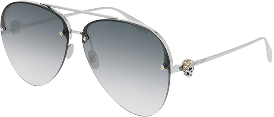 Alexander McQueen Irregular Pilot Sunglasses Unisex Fashion Style. AM0270S-001-63 Order Alexander McQueen Irregular Pilot Sunglasses Unisex Fashion Style. AM0270S-001-63