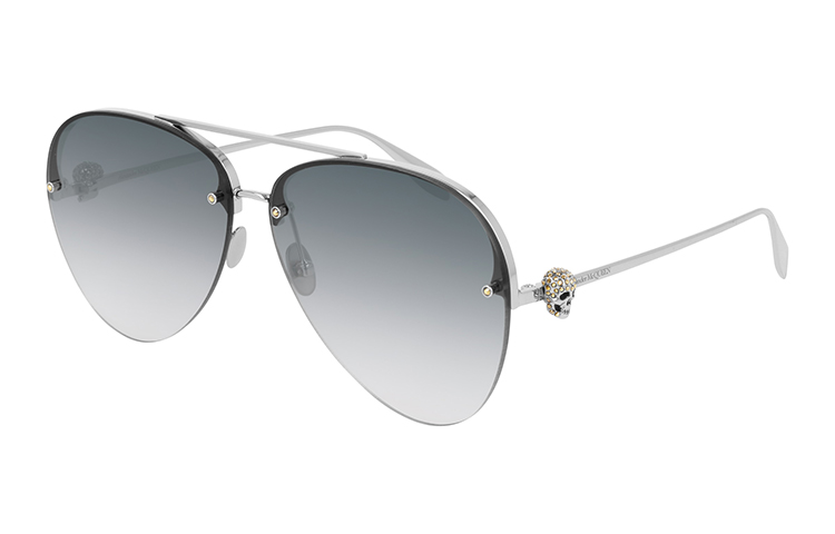 Lookbook Alexander McQueen Irregular Pilot Sunglasses Unisex Fashion Style. AM0270S-001-63