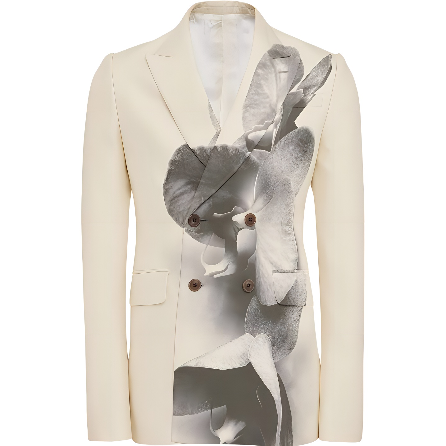 Alexander McQueen Ivory Double-Breasted Slim-Fit Jacket 759148-QVQ08-9510