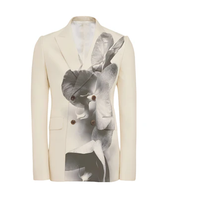 Alexander McQueen Ivory Double-Breasted Slim-Fit Jacket 759148-QVQ08-9510
