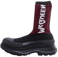 Alexander McQueen Knit Tread Slick Boot 'Graffiti - Black Red' 705671-W4UD1-1550 Alexander McQueen Knit Tread Slick Boot 'Graffiti - Black Red' 705671-W4UD1-1550