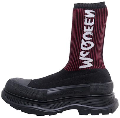Alexander McQueen Knit Tread Slick Boot 'Graffiti - Black Red' 705671-W4UD1-1550 Buy Alexander McQueen Knit Tread Slick Boot 'Graffiti - Black Red' 705671-W4UD1-1550