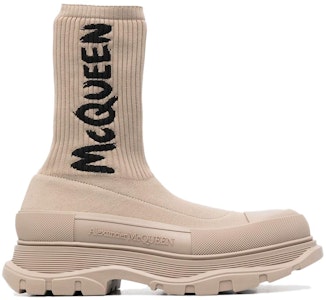 マックイーン ニットトレッド スリックブーツ (ベージュ/グラフィティ) 705671-W4TV1-9787 Order マックイーン ニットトレッド スリックブーツ (ベージュ/グラフィティ) 705671-W4TV1-9787