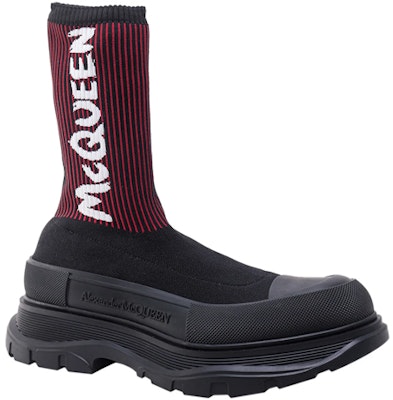 Alexander McQueen Knit Tread Slick Boot 'Graffiti - Hitam Merah' 705671-W4UD1-1550 Order Alexander McQueen Knit Tread Slick Boot 'Graffiti - Hitam Merah' 705671-W4UD1-1550