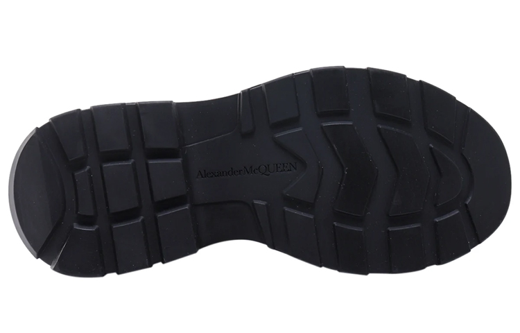 Shop Alexander McQueen亞歷山大麥昆 Tread Slick 標誌 針織 時尚短筒靴 紅黑色