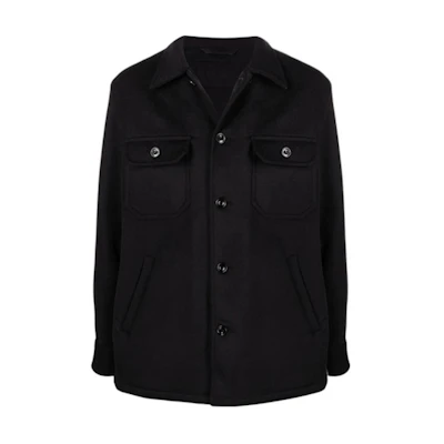 Alexander McQueen Label Patch Shirt Jacket Black 666251-QRV33-1000