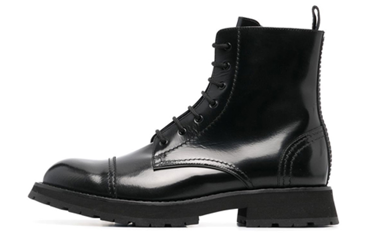 Alexander McQueen Lace-Up Cap Toe Ankle Boot 'Black' 708172WIC611000