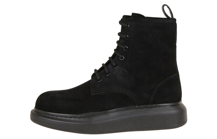 Alexander McQueen Lace-up Martens Boots 'Black Velvet Leather' 586191WHXK11000