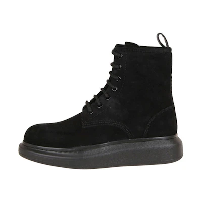 Alexander McQueen Lace-up Martens Boots 'Black Velvet Leather'